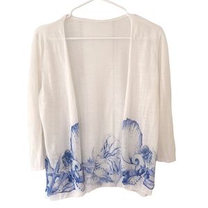 Chico's White Crochet Lightweight Front Cardigan Up size M